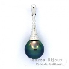 Ciondolo in Argento e 1 Perla di Tahiti Cerchiate B 10.1 mm