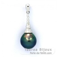 Ciondolo in Argento e 1 Perla di Tahiti Cerchiata B 10.1 mm