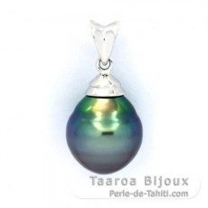 Ciondolo in Argento e 1 Perla di Tahiti Cerchiata B 10.4 mm