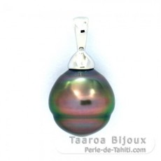 Ciondolo in Argento e 1 Perla di Tahiti Cerchiata B 10.4 mm