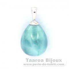 Ciondolo in Argento e 1 Larimar - 15 x 10.2 mm - 1.88 gr