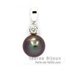 Ciondolo in Argento e 1 Perla de Tahiti Rotonda C 8.3 mm