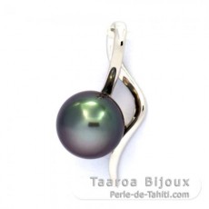 Ciondolo in Argento e 1 Perla de Tahiti Rotonda C 8.4 mm