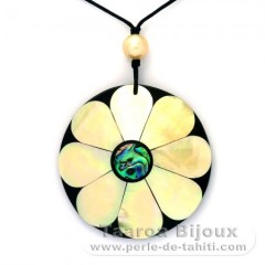 Collana in Cotone e 1 Perla de Australia Rotonda C 9.5 mm