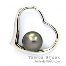 Ciondolo in Argento e 1 Perla de Tahiti Rotonda C 8.3 mm