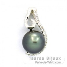 Ciondolo in Argento e 1 Perla de Tahiti Rotonda C 8.8 mm