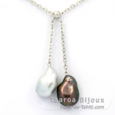 Collana in Argento e 2 Keishi di Tahiti