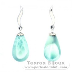 Orecchini in Argento e 2 Larimar - 13 x 8 mm - 2.6 gr