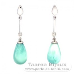 Orecchini in Argento e 2 Larimar - 13 x 8 mm - 2.6 gr