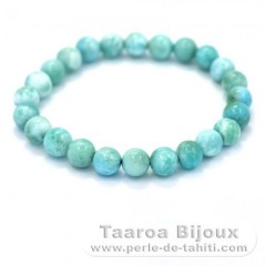 Braccialetto di 24 perle di Larimar - 15 cm - 12.4 gr