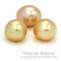 Lotto di 3 Perle di Australia Semi-Barroca A+ di 12.1 mm
