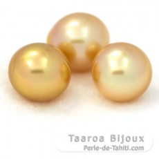Lotto di 3 Perle di Australia Semi-Barroca A+ di 10.1 a 10.4 mm