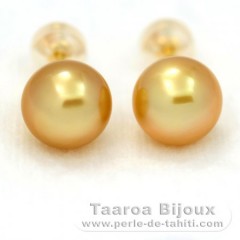 Orecchini in Oro 18K e 2 Perle di Australia Semi-Barroca B e C 8.8 mm