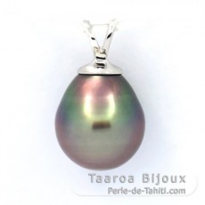 Ciondolo in Argento e 1 Perla di Tahiti Semi-Barocca B 10 mm