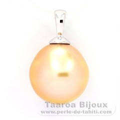 Ciondolo in Oro bianco 18K e 1 Perla de Australia Semi-Barocca A 11.6 mm