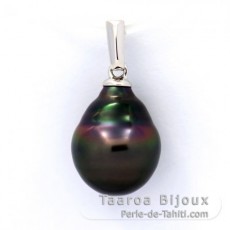 Ciondolo in Argento e 1 Perla di Tahiti Cerchiata B 10 mm