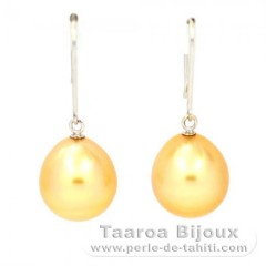 Orecchini in Oro bianco 18K e 2 Perle di Australia Semi-Barroca B 10.3 mm