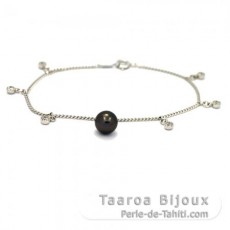 Braccialetto in Argento e 1 Perla di Tahiti Rotonda C 8.3 mm