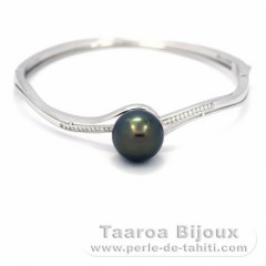 Braccialetto in Argento e 1 Perla di Tahiti Rotonda C 12.4 mm