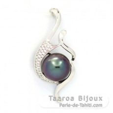 Ciondolo in Argento e 1 Perla di Tahiti Rotonda C 10.2 mm