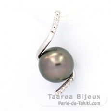 Ciondolo in Argento e 1 Perla di Tahiti Rotonda C 9.3 mm