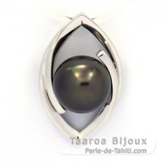 Ciondolo in Argento e 1 Perla di Tahiti Rotonda C 9.1 mm