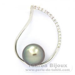 Ciondolo in Argento e 1 Perla di Tahiti Rotonda C 9.2 mm