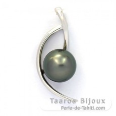 Ciondolo in Argento e 1 Perla de Tahiti Rotonda C 8.4 mm
