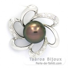 Ciondolo in Argento e 1 Perla de Tahiti Rotonda C 8.7 mm