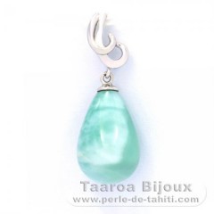 Ciondolo in Argento e 1 Larimar - 15 x 10.2 mm - 2.4 gr