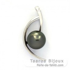 Ciondolo in Argento e 1 Perla de Tahiti Rotonda C 8.1 mm
