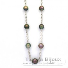 Collana in Argento e 15 Perle di Tahiti Semi-Barroca