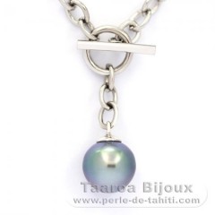 Braccialetto in Argento e 1 Perla di Tahiti Semi-Barroca B 10.4 mm