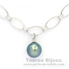 Braccialetto in Argento e 1 Perla di Tahiti Semi-Barroca B+ 9.4 mm