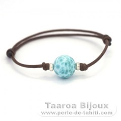 Braccialetto in Cotone e 1 Larimar - 12.7 mm - 3.5 gr