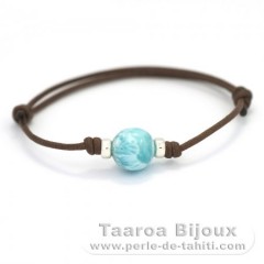 Braccialetto in Cotone e 1 Larimar - 10.7 mm - 2.7 gr