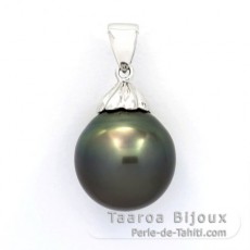 Ciondolo in Argento e 1 Perla di Tahiti Semi-Baroccha C 13.6 mm