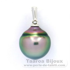 Ciondolo in Argento e 1 Perla di Tahiti Cerchiata B 11.8 mm