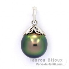 Ciondolo in Argento e 1 Perla di Tahiti Semi-Barocca C 12.2 mm
