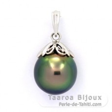 Ciondolo in Argento e 1 Perla di Tahiti Semi-Baroccha C 12.2 mm