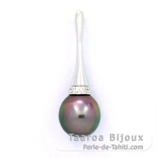 Ciondolo in Argento e 1 Perla di Tahiti Semi-Barocca B 10.3 mm