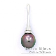 Ciondolo in Argento e 1 Perla di Tahiti Semi-Baroccha B 10.3 mm