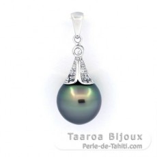 Ciondolo in Argento e 1 Perla di Tahiti Semi-Barocca B 10.6 mm