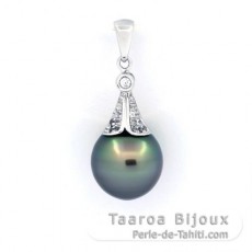 Ciondolo in Argento e 1 Perla di Tahiti Semi-Baroccha B 10.6 mm