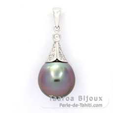 Ciondolo in Argento e 1 Perla di Tahiti Semi-Barocca B 11.2 mm
