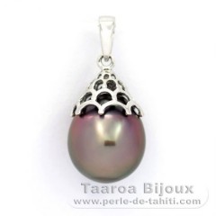 Ciondolo in Argento e 1 Perla di Tahiti Semi-Barocca C 11.6 mm