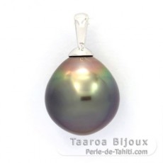 Ciondolo in Argento e 1 Perla di Tahiti Semi-Barocca B 11.5 mm