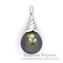Ciondolo in Argento e 1 Perla di Tahiti Semi-Barocca B 11.1 mm