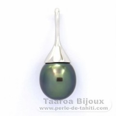 Ciondolo in Argento e 1 Perla di Tahiti Semi-Barocca C 11.2 mm