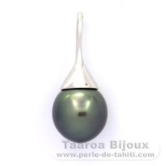 Ciondolo in Argento e 1 Perla di Tahiti Semi-Barocca B 11.9 mm